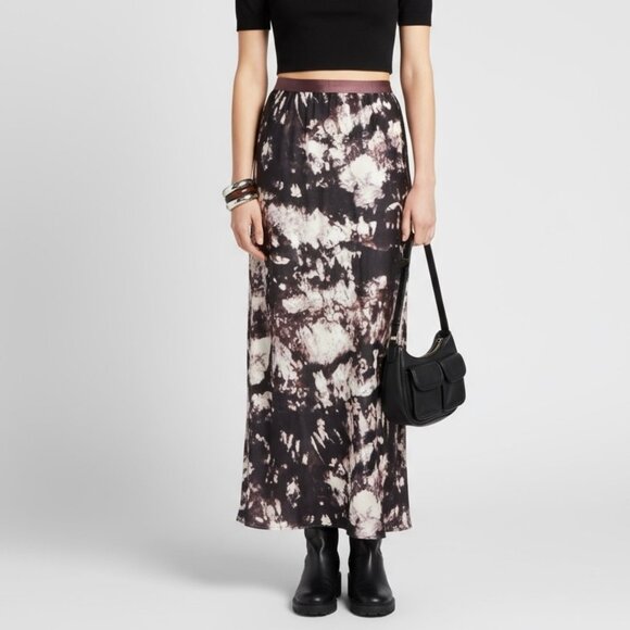 NWT AG Adriano Goldschmied Y2K Silk Maxi Skirt Sz M Brown Fairy Grunge Boho - Picture 3 of 13